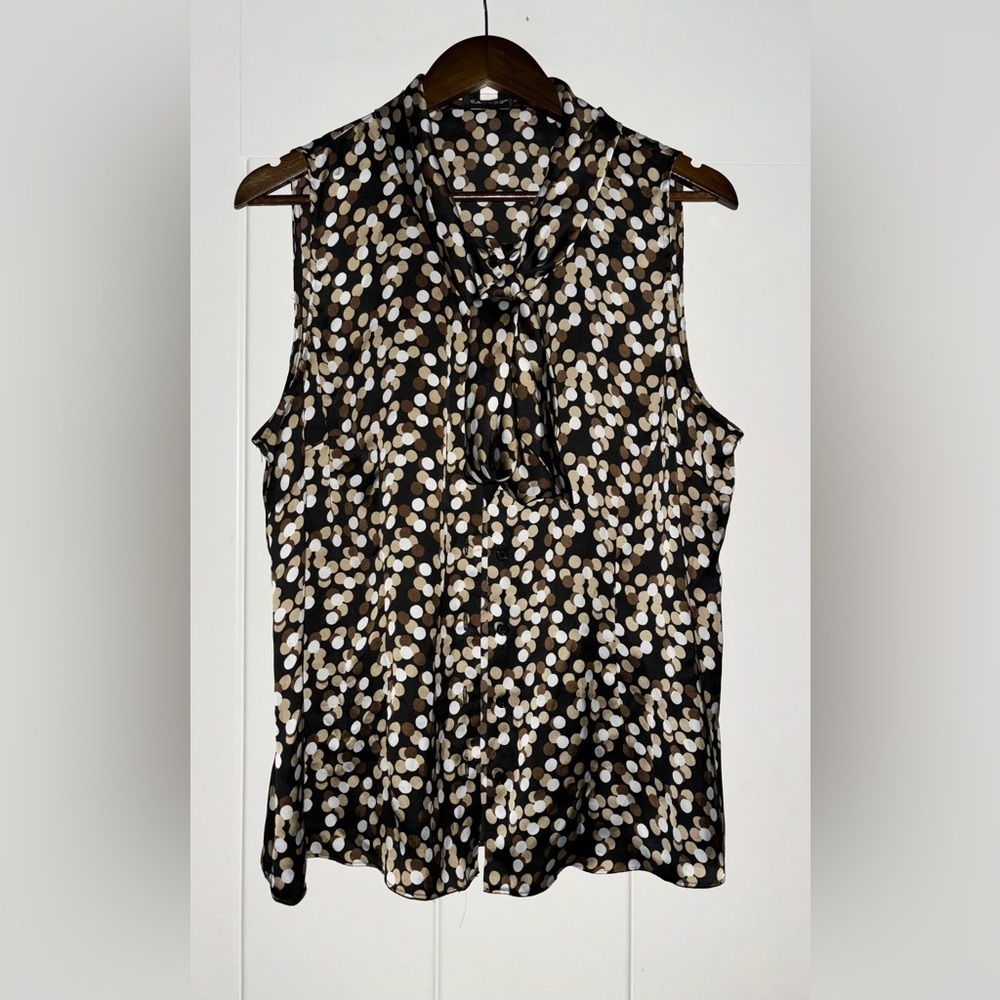 Spense Women‎ Satin Polka Dot Blouse Button Up XL Business Office Work Career